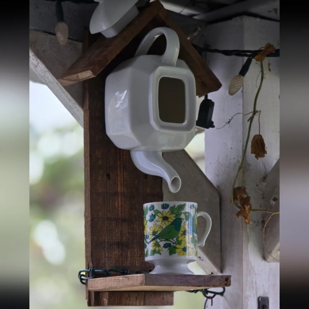 Rustic Wooden Handmade Bird Feeder Penguin With The Birds